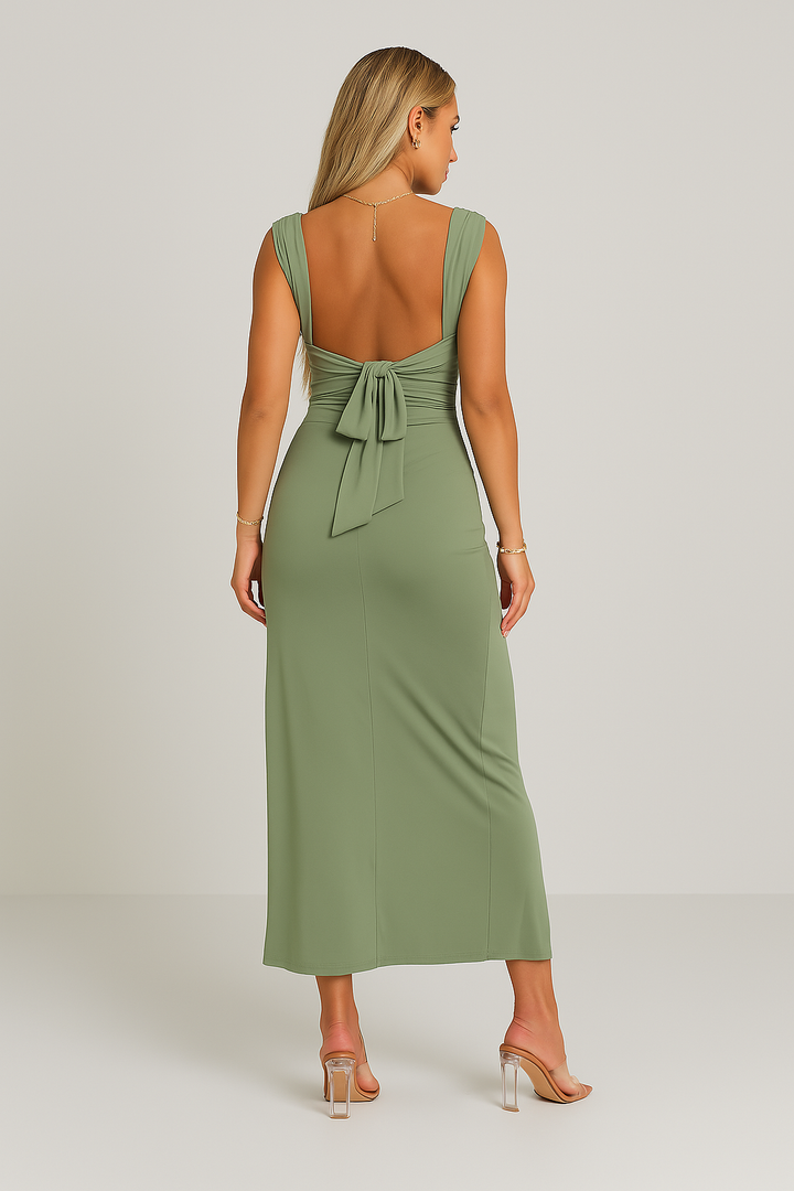 LAIZA - VESTIDO ELEGANTE DE CORTE MEDIO CON ABERTURA LATERAL