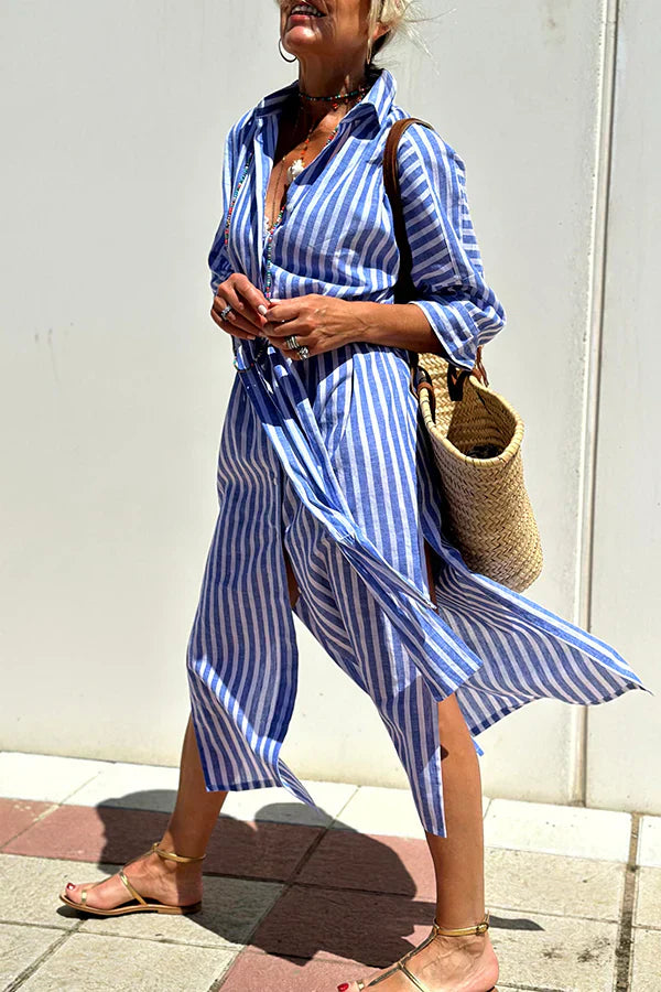 Colen | Vestido Camisero Clásico a Rayas