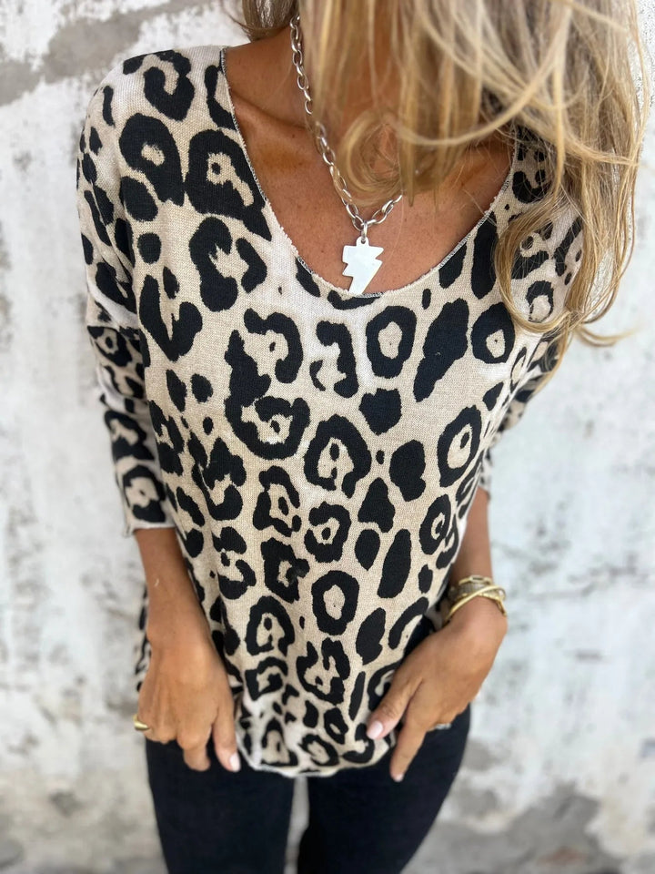 SERA - BLUSA CASUAL CON ESTAMPADO DE LEOPARDO