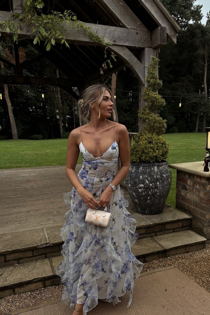 Gloria - Vestido Maxi de Playa con Corte Floral y Abertura