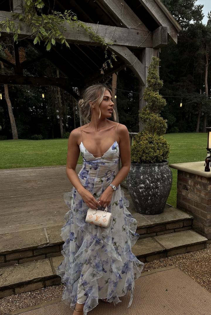 Gloria - Vestido Maxi de Playa con Corte Floral y Abertura