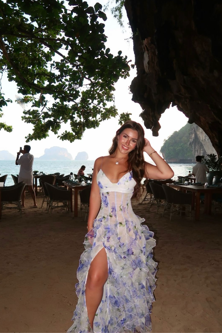 Gloria - Vestido Maxi de Playa con Corte Floral y Abertura