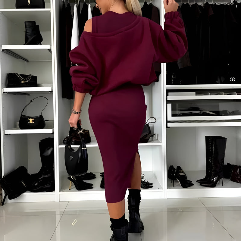 Aria™ - Conjunto Elegante de Dos Piezas (Vestido + Suéter)