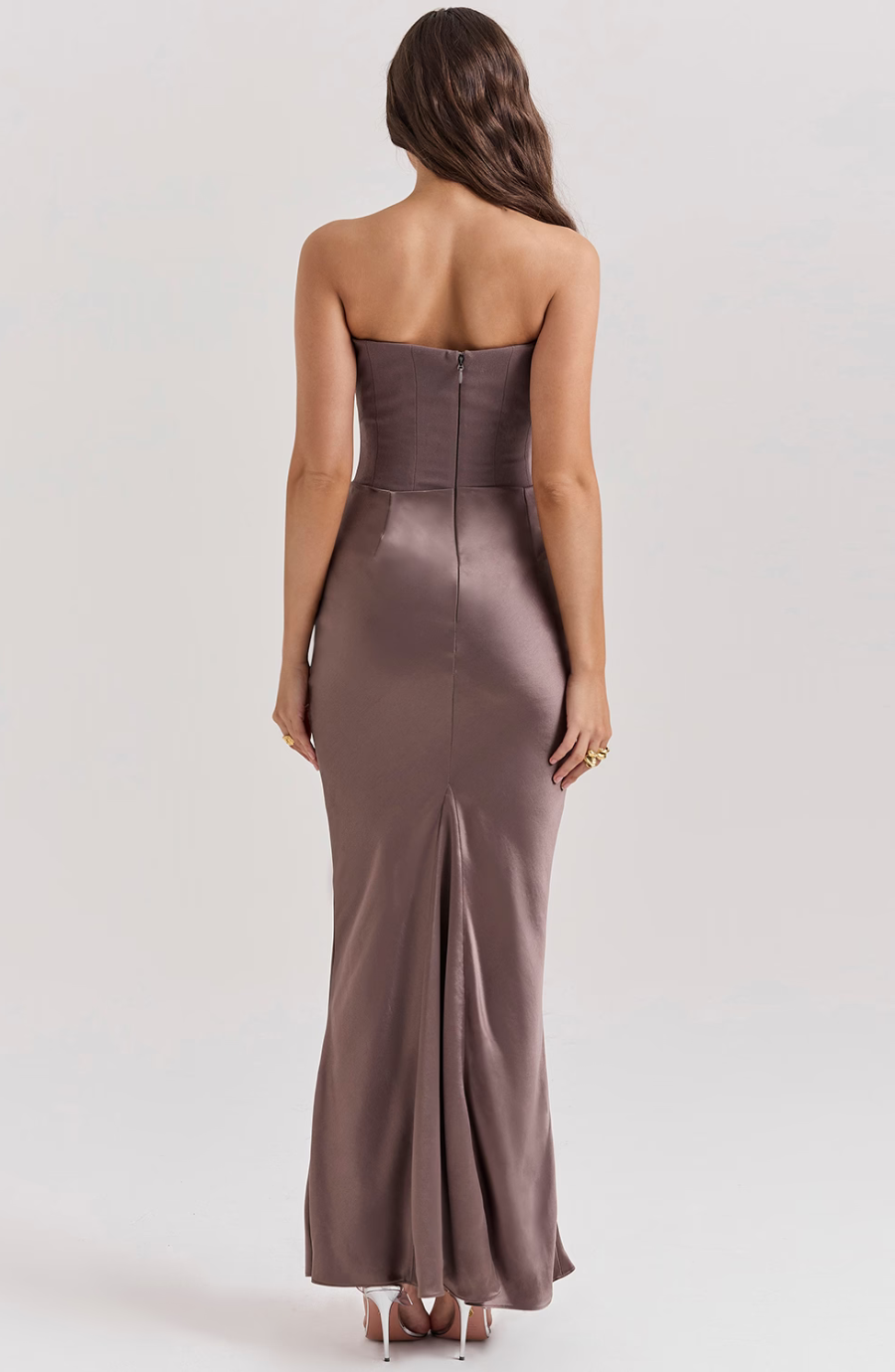 Hera - Elegante Vestido de Fiesta Retro Sin Tirantes de Color Sólido
