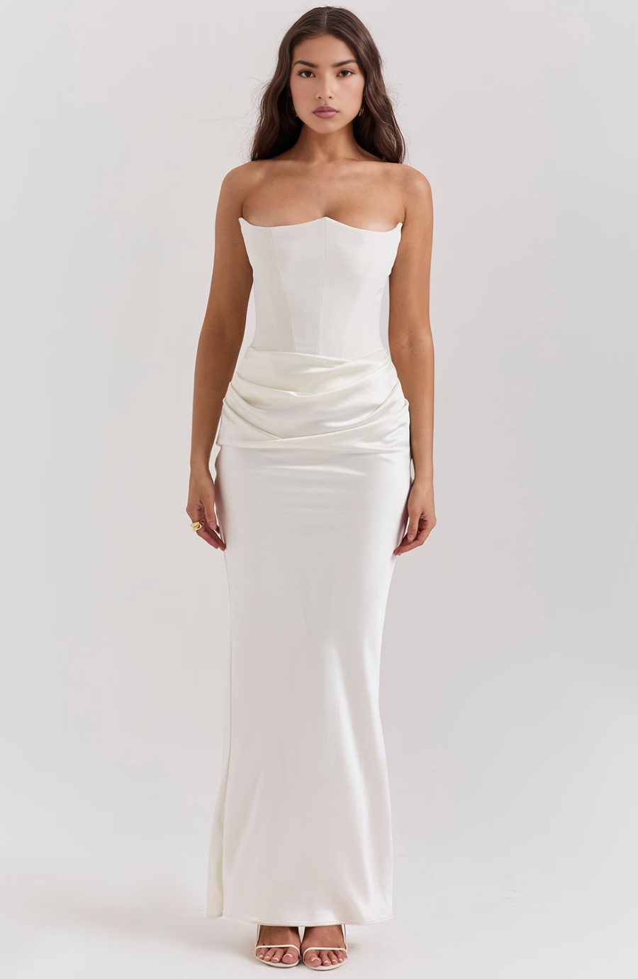 Hera - Elegante Vestido de Fiesta Retro Sin Tirantes de Color Sólido