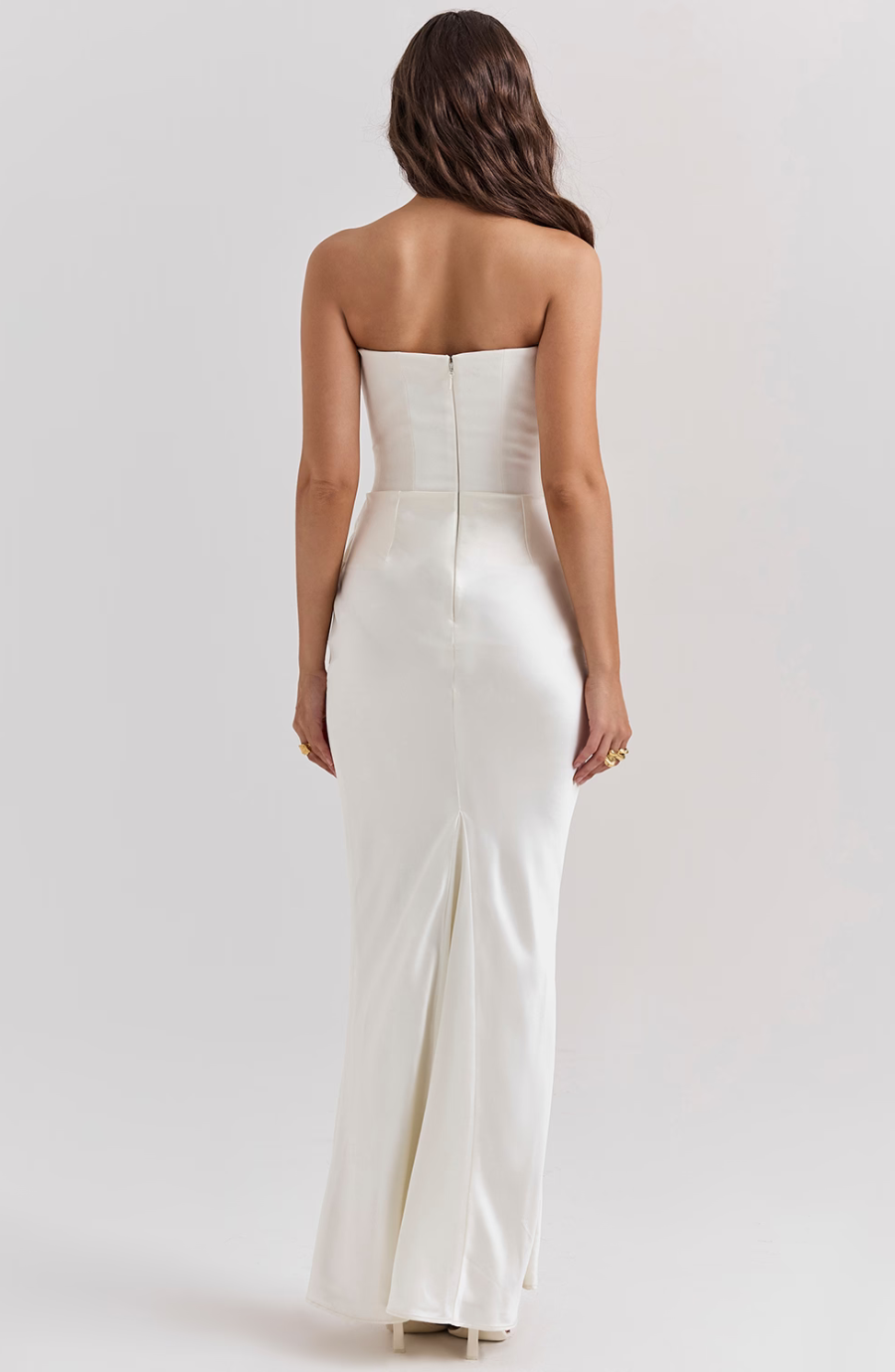 Hera - Elegante Vestido de Fiesta Retro Sin Tirantes de Color Sólido