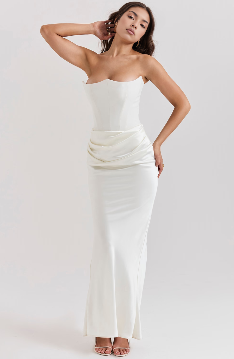 Hera - Elegante Vestido de Fiesta Retro Sin Tirantes de Color Sólido