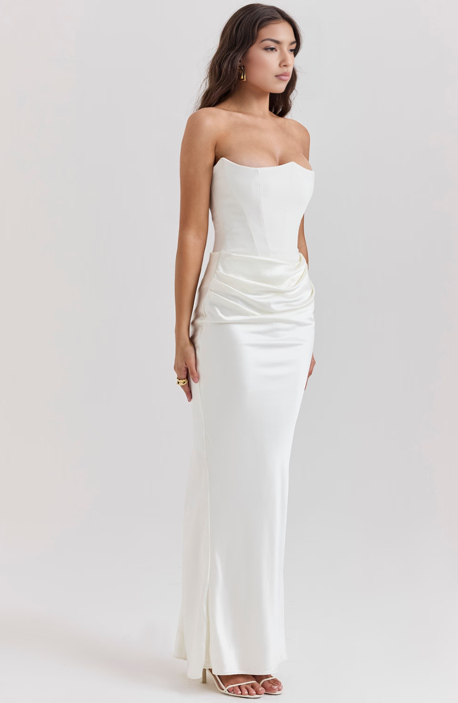 Hera - Elegante Vestido de Fiesta Retro Sin Tirantes de Color Sólido