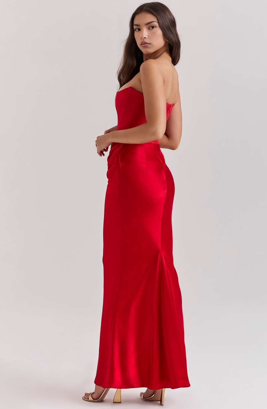 Hera - Elegante Vestido de Fiesta Retro Sin Tirantes de Color Sólido