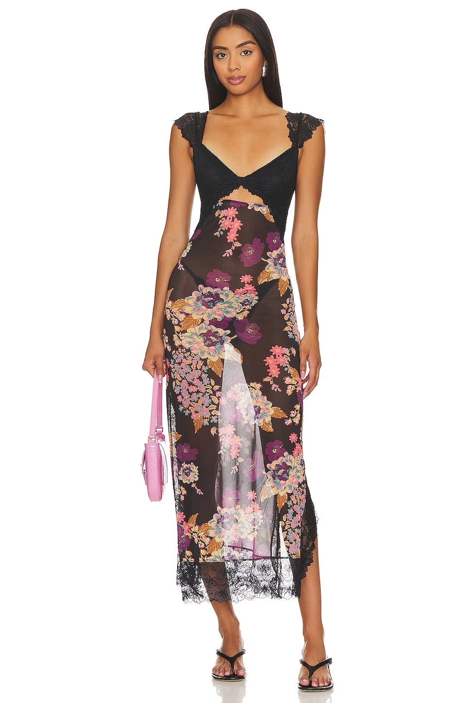 BERNICE - IMPRESIONANTE VESTIDO LARGO DE TIRANTES CON ESTAMPADO FLORAL
