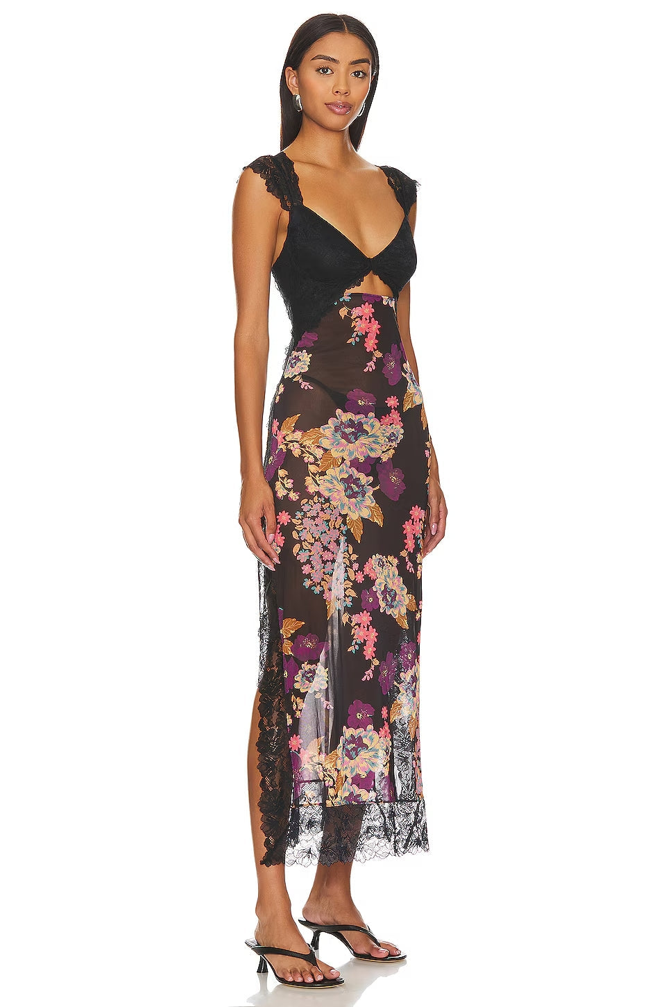 BERNICE - IMPRESIONANTE VESTIDO LARGO DE TIRANTES CON ESTAMPADO FLORAL