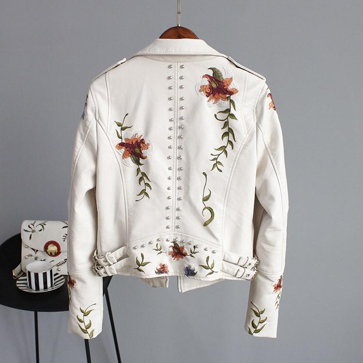ENSHIA - CHAQUETA DE CUERO BORDADA A LA MODA