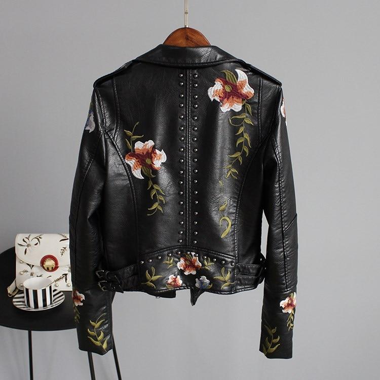 ENSHIA - CHAQUETA DE CUERO BORDADA A LA MODA