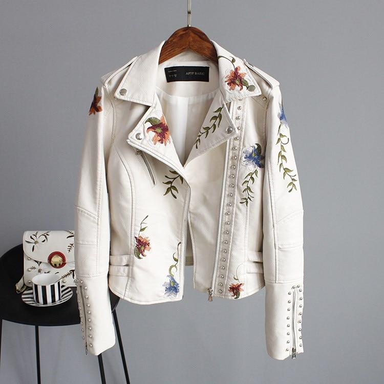 ENSHIA - CHAQUETA DE CUERO BORDADA A LA MODA