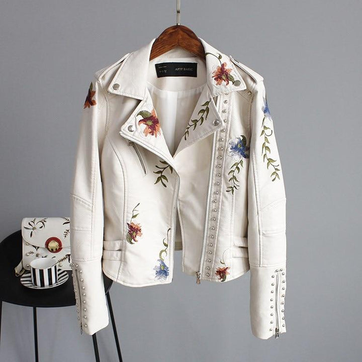 ENSHIA - CHAQUETA DE CUERO BORDADA A LA MODA
