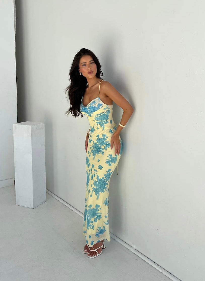 Aisling - Elegante Vestido Maxi Floral Sin Mangas