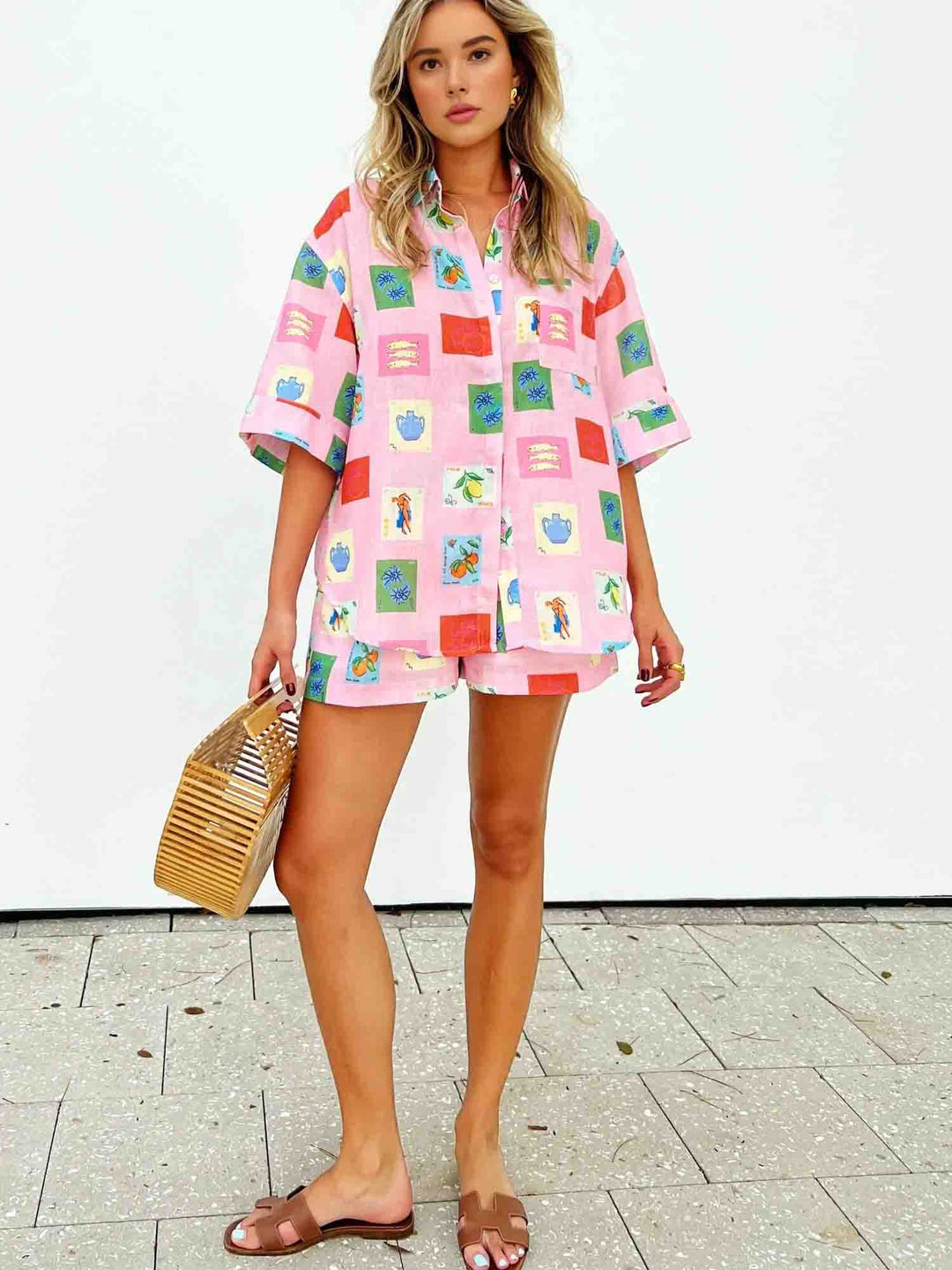 SAMIRA - CONJUNTO DE ESTAMPADO ARTÍSTICO MODERNO EN ROSA