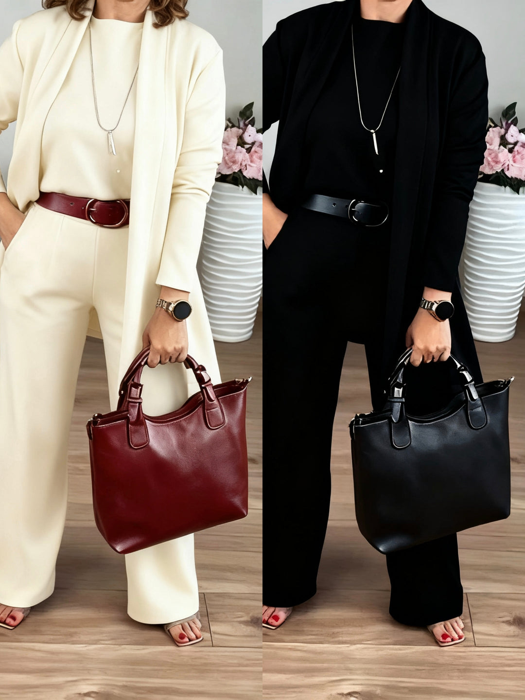 NATALIE - CONJUNTO CLÁSICO DE 3 PIEZAS CON CARDIGAN, TOP Y PANTALONES