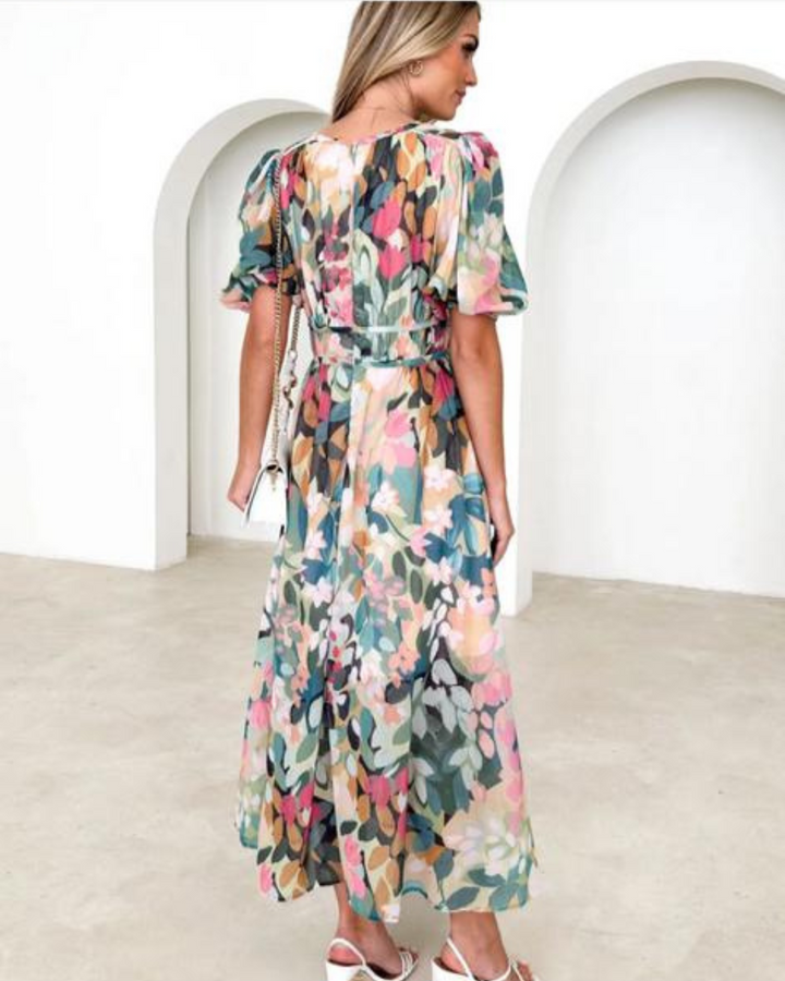 JASHMINE - VESTIDO FLORAL DE LARGO MEDIO