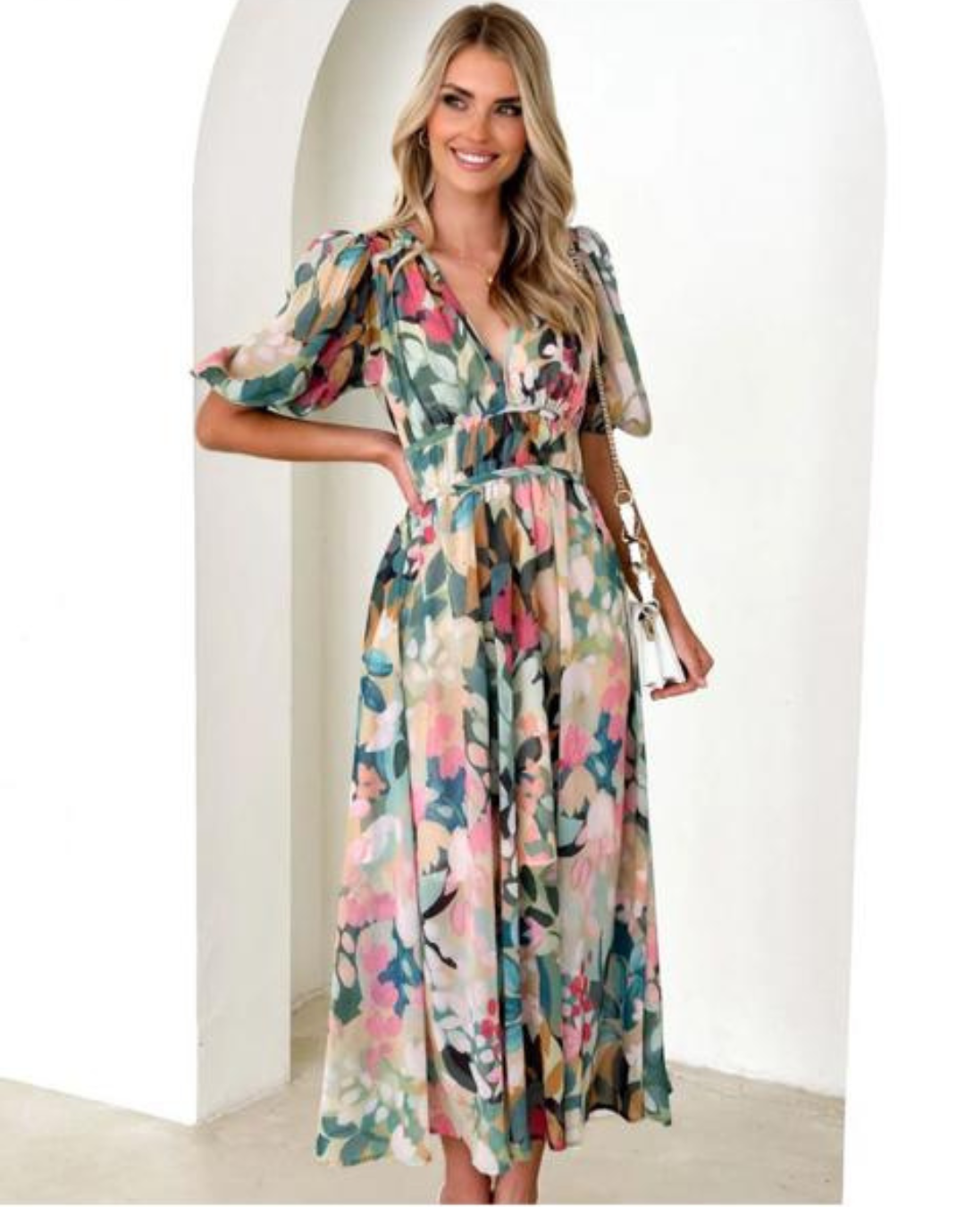 JASHMINE - VESTIDO FLORAL DE LARGO MEDIO