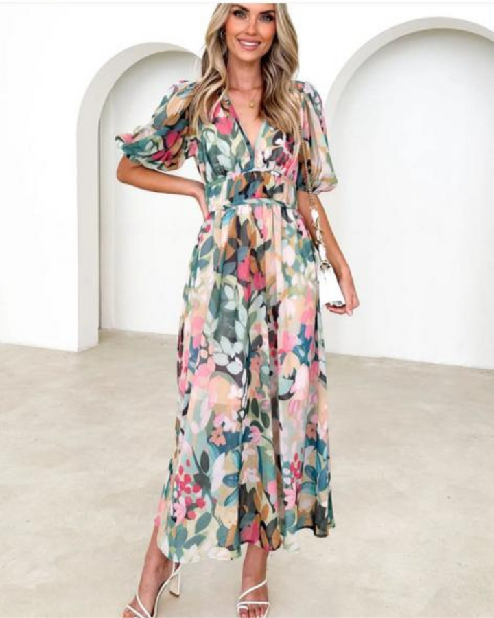 JASHMINE - VESTIDO FLORAL DE LARGO MEDIO