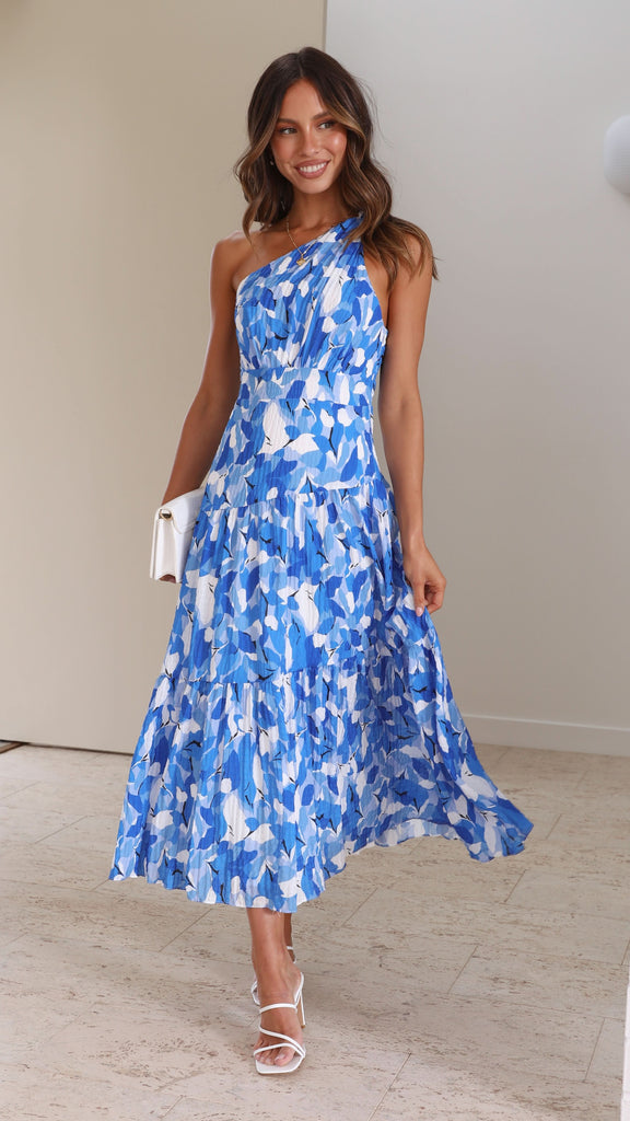 MELIFRANZ - VESTIDO MIDI CON ESCOTE ASIMÉTRICO Y ESTAMPADO