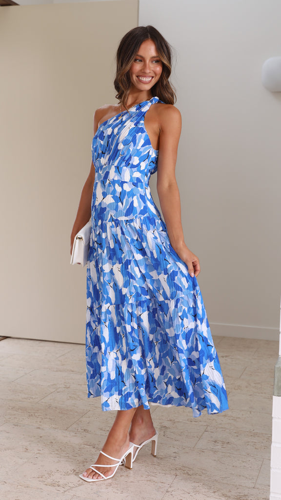 MELIFRANZ - VESTIDO MIDI CON ESCOTE ASIMÉTRICO Y ESTAMPADO