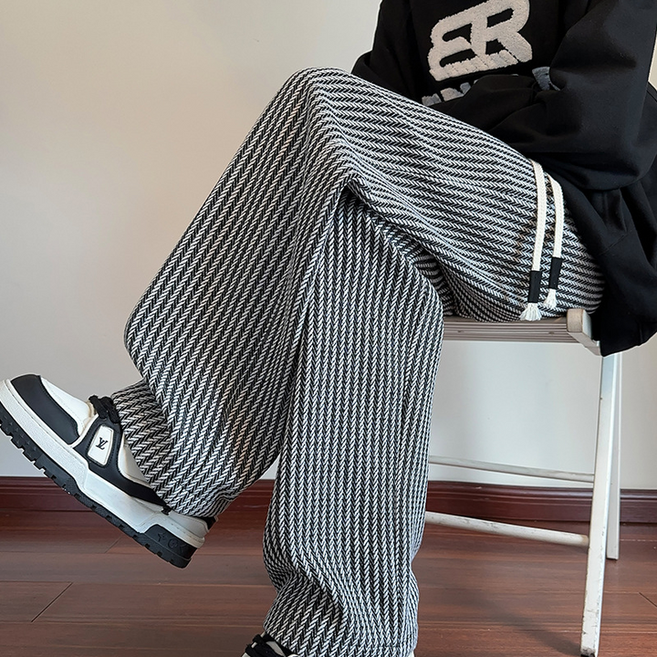 LESLEY - PANTALONES DE LINO A RAYAS