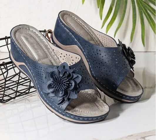 ANNE - SANDALIAS DE CUÑA CON FLORES