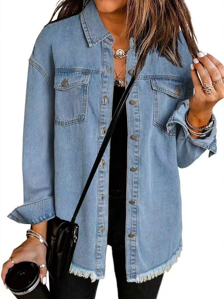 RHIA - CHAQUETA DE MEZCLILLA CASUAL CON FIRMA
