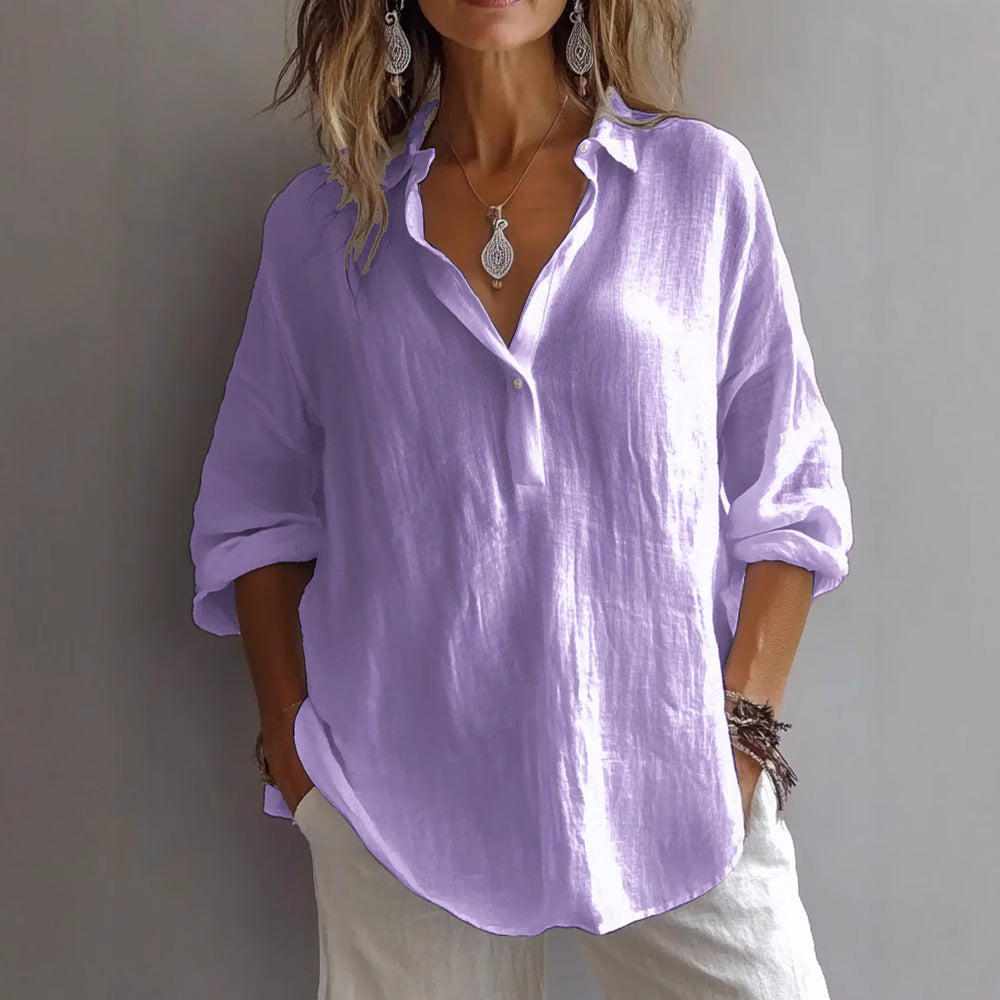 FRAN - BLUSA CHIC DE ESCOTE EN V  CLÁSICO TOP DE ESCOTE EN V