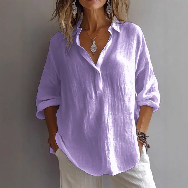 FRAN - BLUSA CHIC DE ESCOTE EN V  CLÁSICO TOP DE ESCOTE EN V