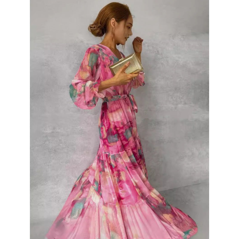 Joyce | Vestido Elegante Floral con Escote en V