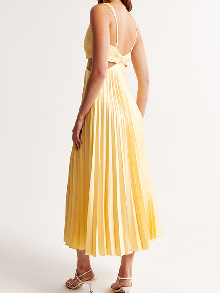 Sarai - Vestido Maxi de Color Sólido con Escote en V a la Moda