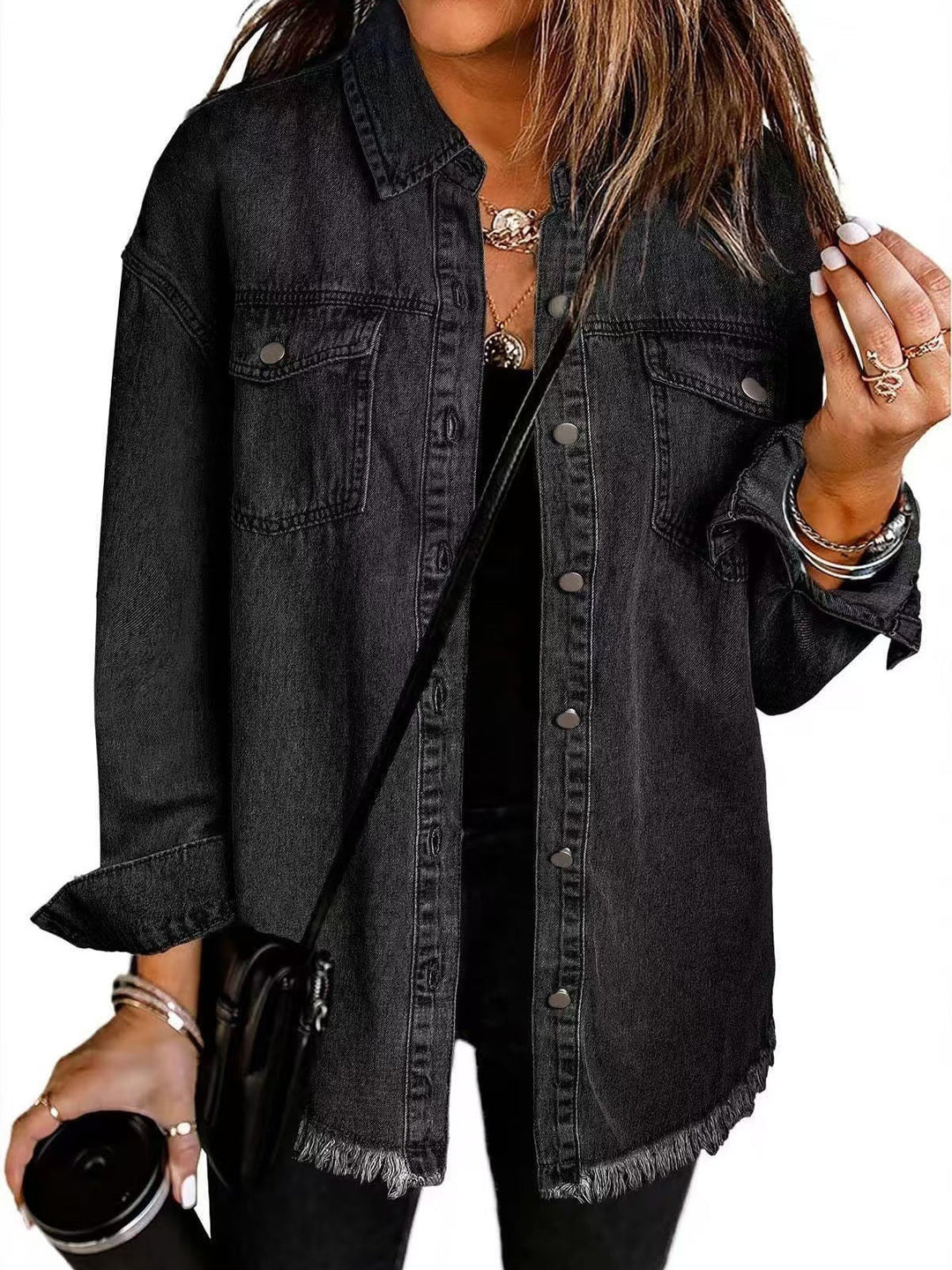 RHIA - CHAQUETA DE MEZCLILLA CASUAL CON FIRMA