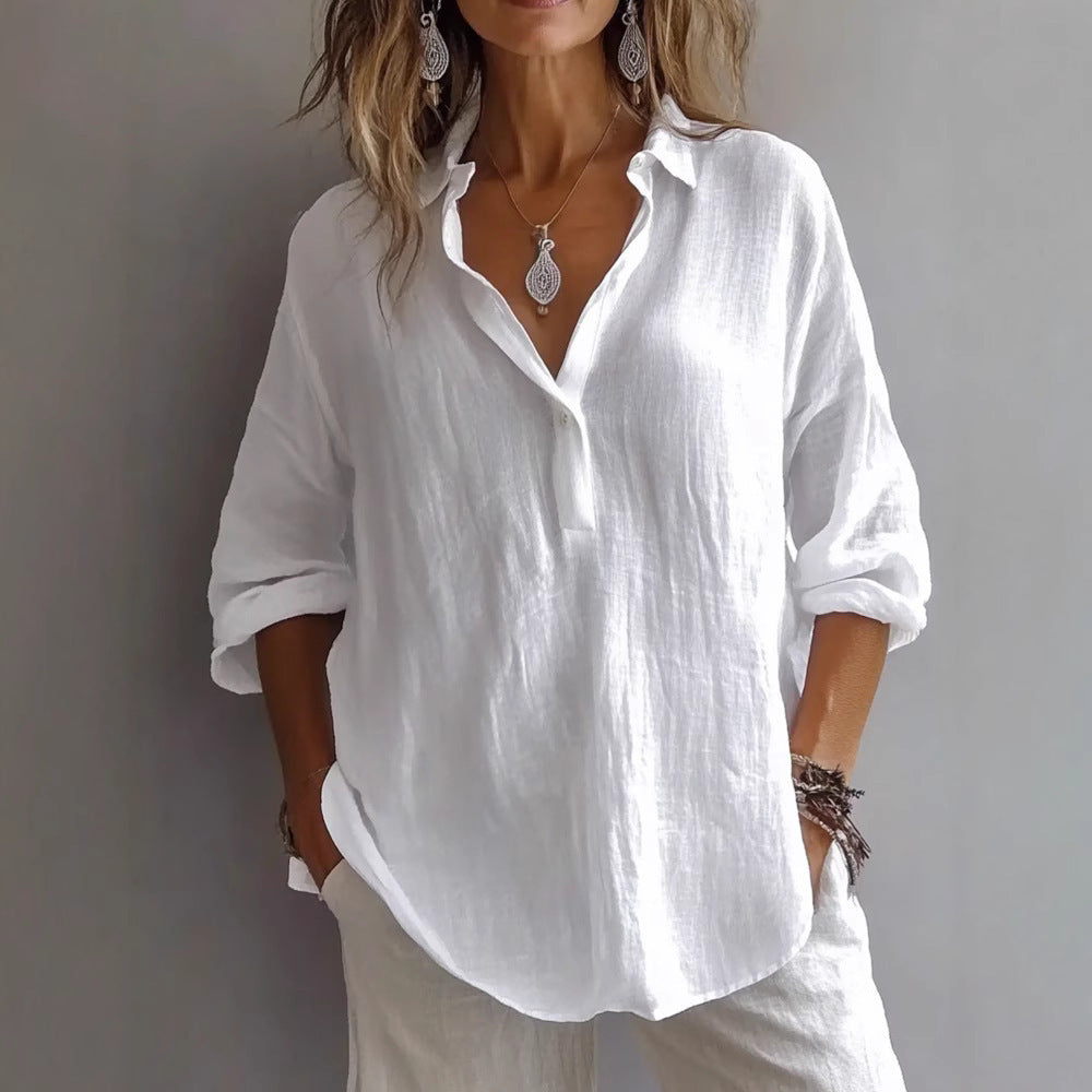 FRAN - BLUSA CHIC DE ESCOTE EN V  CLÁSICO TOP DE ESCOTE EN V