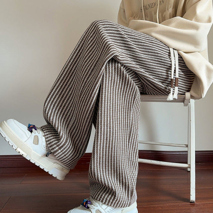 LESLEY - PANTALONES DE LINO A RAYAS