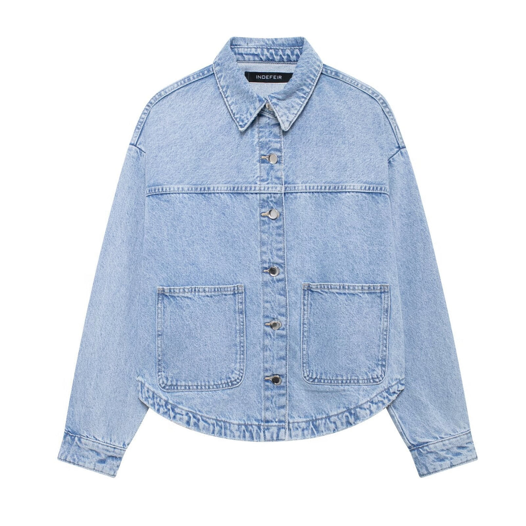 DIYANA - CHAQUETA CÓMODA DE LONA HOLGADA