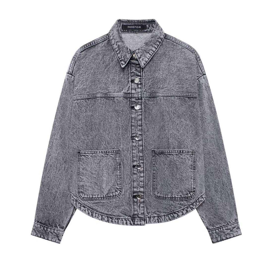 DIYANA - CHAQUETA CÓMODA DE LONA HOLGADA