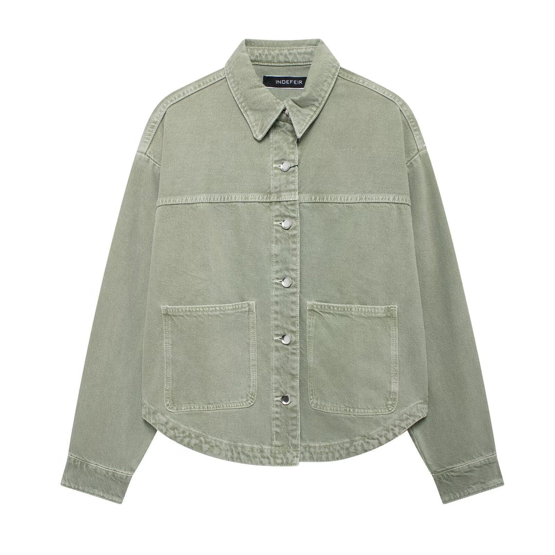 DIYANA - CHAQUETA CÓMODA DE LONA HOLGADA