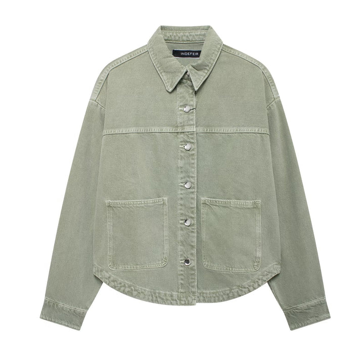 DIYANA - CHAQUETA CÓMODA DE LONA HOLGADA