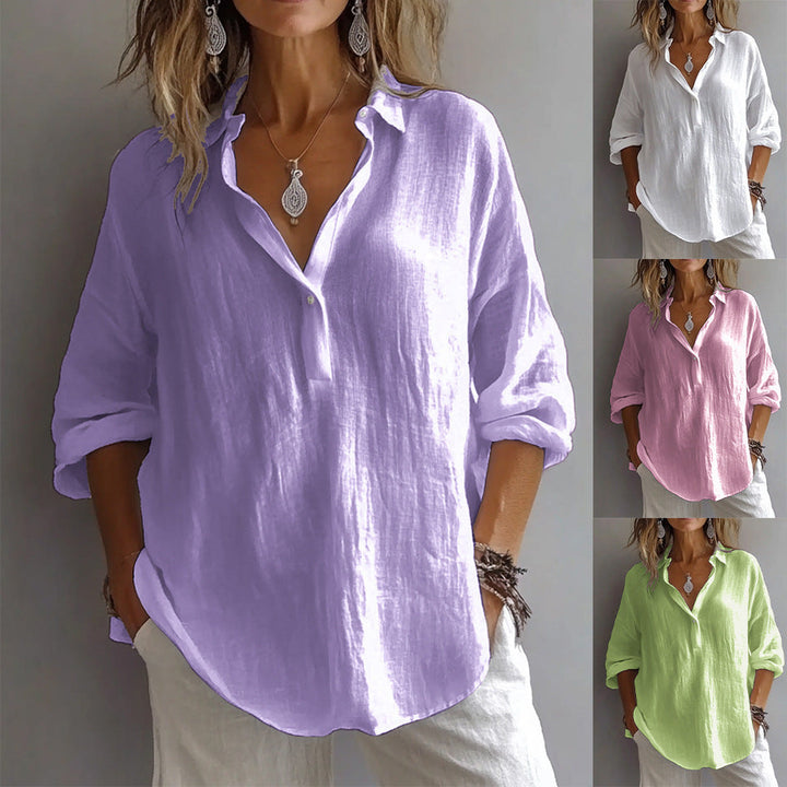 FRAN - BLUSA CHIC DE ESCOTE EN V  CLÁSICO TOP DE ESCOTE EN V