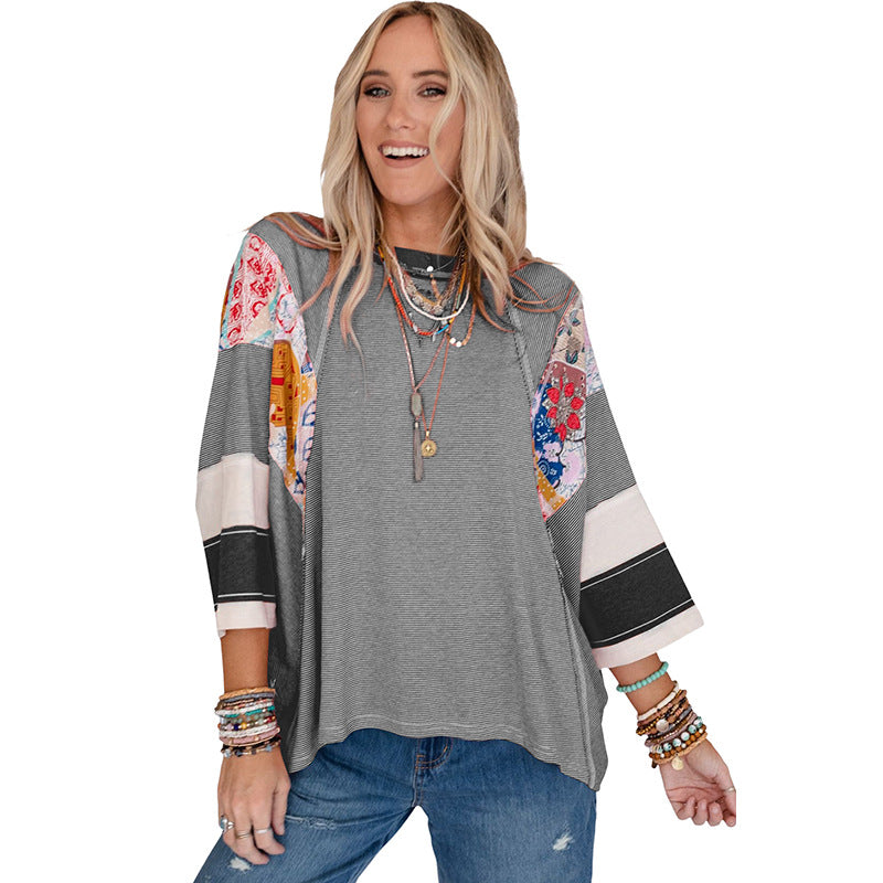 CARISSA – BLUSA ARTESANAL DE MANGAS MURCIÉLAGO CON PATCHWORK