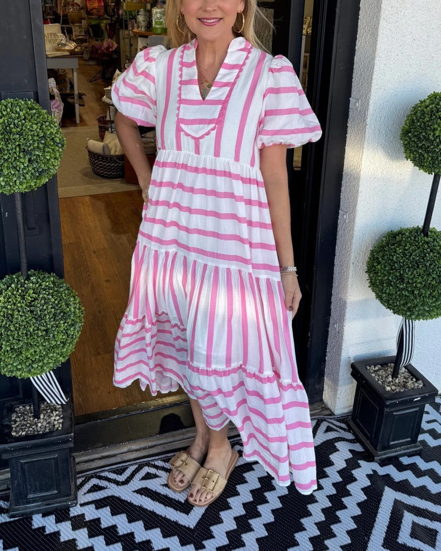 EMERY - VESTIDO MIDI RELAJADO A RAYAS
