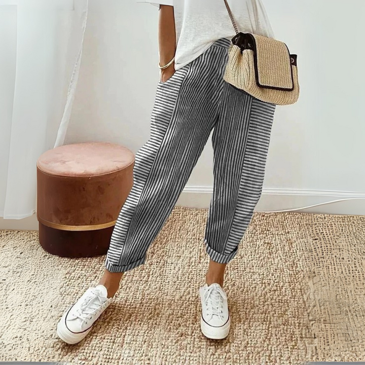 Celia | Pantalones Clásicos de Algodón a Rayas