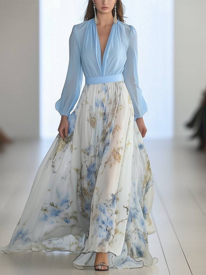 HEIDI - IMPRESIONANTE VESTIDO FLORAL LARGO HASTA EL SUELO