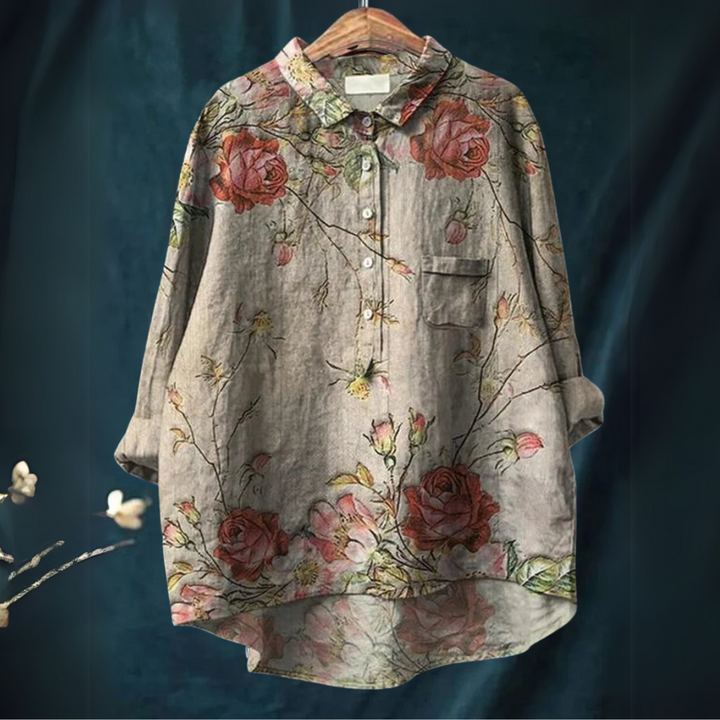 Kasey | Camisa con Estampado Floral Retro Vintage