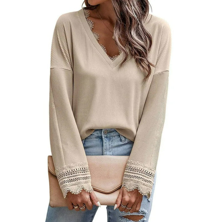 Olivia™ - Suéter de punto con cuello en V y mangas largas, con estilo
