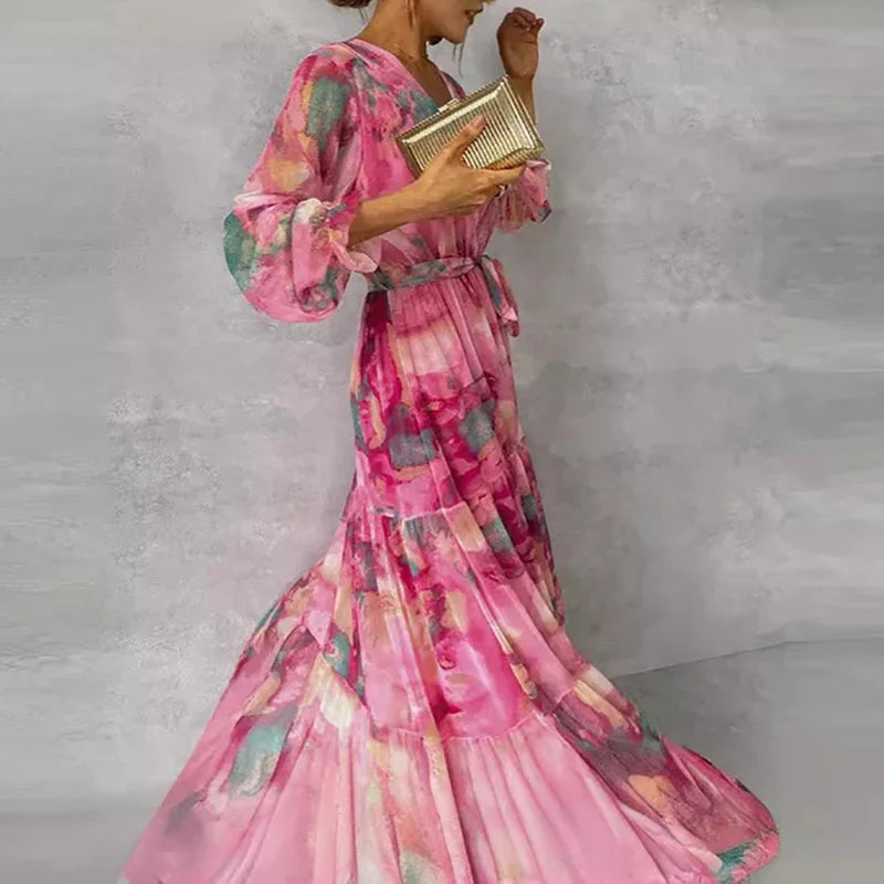 OTOÑO - VESTIDO ARTESANAL FLORAL ELEGANTE