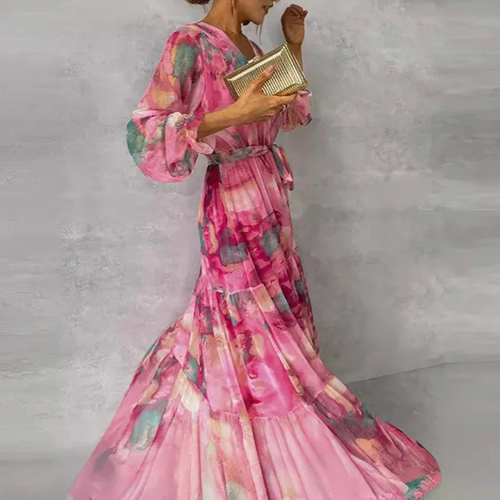 OTOÑO - VESTIDO ARTESANAL FLORAL ELEGANTE
